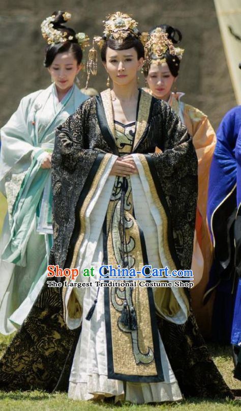 Chinese Traditional Shang Dynasty Queen Hanfu Dress Ancient Drama Hoshin Engi Empress Embroidered Historical Costume and Headpiece for Women Shang Dynasty Clothing, Chinese Robes, Empress Dress, Dynasty Fashion, Shang Dynasty, Historic Design, China Dynasty, Traditional Women, Period Clothing