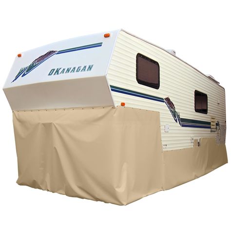 PRICES MAY VARY. ALL-WEATHER PROTECTION: Shield your RV from the elements with our 5th Wheel Front Hitch Enclosure RV Skirting Kit. Crafted by EZ-SNAP, these camper accessories include 25' of 71-inch tall premium RV skirting that's ideal for year-round use, and can also protect any 5th wheel tripod stabilizer or RV parking block you may be using to stabilize your travel trailer. CUSTOMIZABLE & SECURE: Choose from 4 available colors and 3 snap fastener options for easy installation around your tr Camper Must Haves, Rv Skirting, Rv Dog, Rv Design, Camper Accessories, Trailer Living, Buying An Rv, Rv Trailer, Rv Renovations