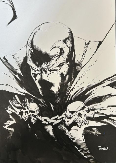 #Spawn by #DavidFinch The Thing Comic Art, Marvel Comics Art Sketch, Spawn Comic Art, Spawn Drawing, Villain Sketch, Spawn Sketch, Spawn Artwork, Comic Book Style Art, Doctor Doom Art