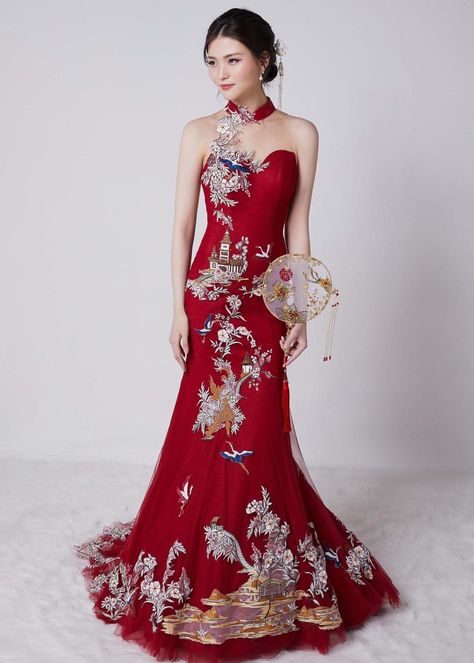 Chinese Modern Wedding Dress, Tinghun Gown, Tingjing Dress, Cheongsam Sangjit, Modern Cheongsam Wedding, Sangjit Dress, Chinese Style Wedding Dress, Modern Chinese Wedding Dress, Cheongsam Design