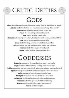 Celtic Gods And Goddesses, List Of Deities, Celtic Paganism, Celtic Deities, Goddess Magick, Grimoire Pages, Symbole Viking, Witches Broom, Random Tips