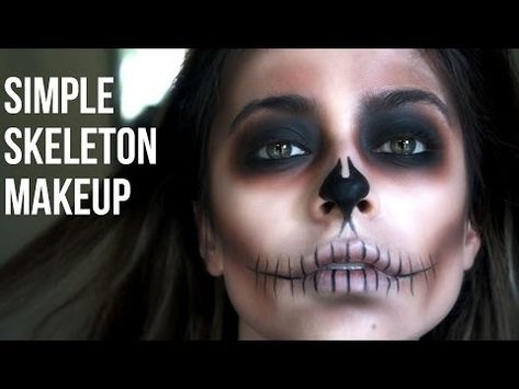 Simple Skeleton Makeup// Last Minute Halloween - YouTube Last Minute Skeleton Costume, Women’s Skeleton Makeup, How To Do Skeleton Makeup, Skeleton Mouth Makeup, Easy Skeleton Makeup Diy Simple, Skeleton Makeup Easy Tutorials, Womens Skeleton Makeup, Diy Skeleton Costume Women, Simple Skull Makeup