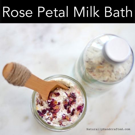 Rose milk bath is perfect for all skin types. It's great for dry, sensitive & mature skin. Make your own rose petal milk bath soak with this easy recipe. Diy Bath Soak Recipes, Rose Milk Bath, Diy Bath Soak, Milk Bath Recipe, Bath Soak Recipe, Milk Bath Soak, Oatmeal Bath, Bath Soaks, Bath Recipes