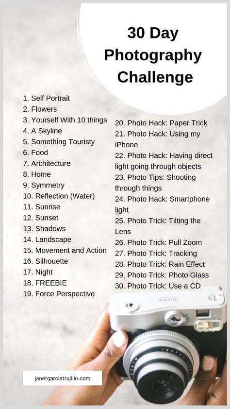 I created my own customized 30 day photography challenge to improve my photography skills. I was tired of doing the same style of photography, so I challenge myself. And in order to become a better portrait photographer, I created my own to meet my needs. If you like to learn how I created my own 30 Day Photography Challenge, click the link. 30 Day Photography Challenge Creative, Photography Challenges For Beginners, Photography 30 Day Challenge, Start Photography, How To Be Good At Photography, Photography Practice, Improve Photography Skills, Photography As A Hobby, Day Photography