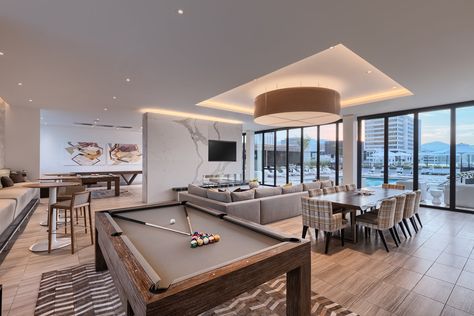 Basement Entertainment, Senior Living Interior Design, Senior Living Design, Clubhouse Design, Senior Design, Pool Table Room, Senior Living Facilities, Bar In Casa, Pool Rooms