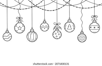 Christmas Picture Drawing, Simple Ornament Drawing, Christmas Bauble Drawing, Christmas Baubles Drawing, How To Draw Christmas Ornaments, Christmas Decoration Drawing, Christmas Bauble Illustration, Christmas Ball Drawing, Christmas Balls Drawing