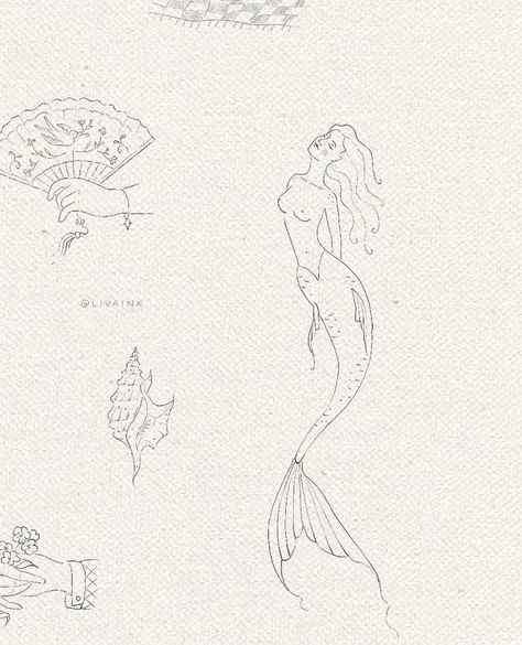 Mini Mermaid Tattoo, Mermaid Fine Line Tattoo, Tattoo Designs Fine Line, Mermaid Tattoo Designs, Sister Tattoo, Cute Tats, Fairy Tattoo Designs, Mermaid Fairy, Mermaid Tattoo