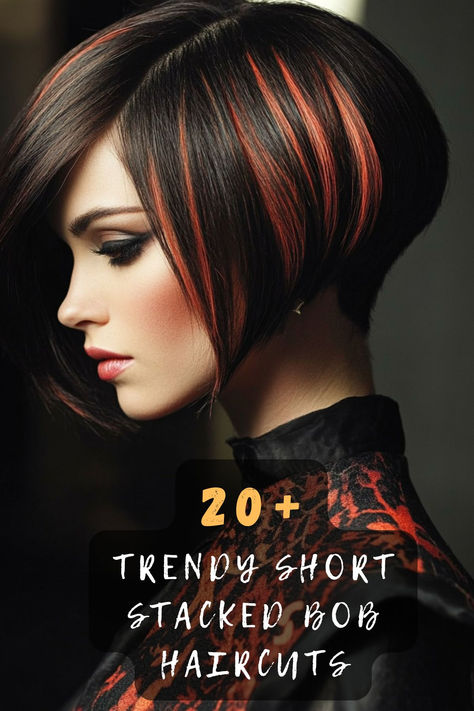 Short stacked bobs are the ultimate combination of chic and edgy! These 20 haircut ideas will inspire your next salon visit. From layered finishes to sleek designs, find the perfect bob for you. Tap to explore ✂️✨. #ShortBob #StackedHaircut #HairInspo Pointy Bob Hairstyles, Long Stacked Bob Haircut For Fine Hair, Stacked Bob Haircuts For Women Over 50, A Line Bob Short Stacked, Assymetrical Haircut Bob, Stacked Short Bob, A Line Bob Short, Asymmetrical Bob Short Edgy, Short Aline Bob