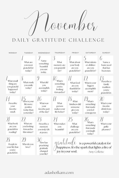 November 2024 Journal Prompts, November Journal Challenge, Thankful November Challenge Kids, Grateful Challenge 30 Day, November Fitness Challenge Group Ideas, November Thankful Challenge 30 Day, November Grateful Challenge, November Thankful Challenge For Kids, Gratitude Challenge 30 Day