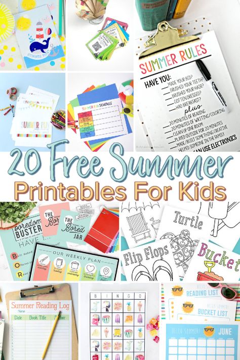 20 free summer printables for kids full of games, coloring sheets, journaling ideas, fun activities and more. #summerprintables #activitysheets #kidsactivities #summerfun #freeprintables Summer Outdoor Games, Free Summer Activities, Gratis Printables, Free Games For Kids, Summer Printables, Printables For Kids, Summer Learning, Free Summer, Summer Activities For Kids