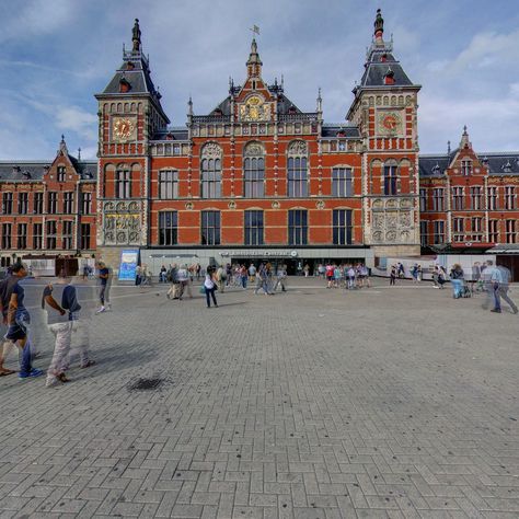 Amsterdam Central (Station), The Netherland - Panorama 360 tour  The architect Pierre Cuypers designed the station which connects city trams, buses, and ferries and daily serves over 250000 tourist and locals.   Source http://360stories.com/amsterdam/place/amsterdam-central Amsterdam Central Station, Panorama 360, Flowers Wallpapers, The Architect, Beautiful Flowers Wallpapers, Central Station, Urban Planning, Places Around The World, Buses