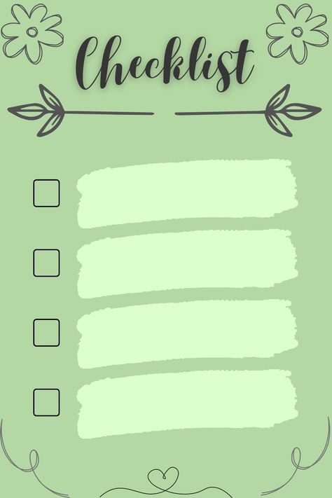 Cute Checklist Template Aesthetic, Checklist Template Aesthetic, Aesthetic Checklist, Checklist Aesthetic, Aesthetic Templates, Journal Templates, Journal Diy, Bullet Journal Diy, Leaf Template