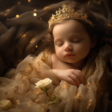 Rapunzel Newborn Pictures, Baby Princess Photoshoot, Beauty And The Beast Newborn Pictures, Newborn Princess Photoshoot, Female Main Character, Photo Shoot Props, God Baby, Fantasy Princess, Monthly Photos