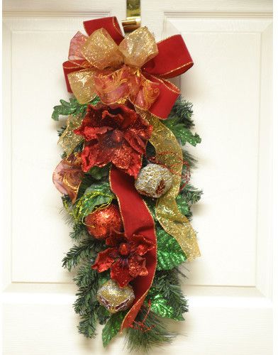 Floral Home Decor Glistening Magnolia Christmas Door Swag #ad Christmas Door Swag, Magnolia Christmas, Red Magnolia, Christmas Door Decoration, Christmas Swag, Floral Home Decor, Swag Wreath, Door Swag, Red Ornaments