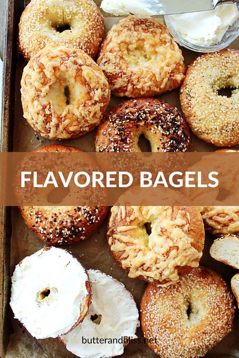 This recipe for how to make Homemade Bagels is easy to master and produces a bagel that is chewy on the outside and super soft on the inside. Flavor the bagels with Everything Seasoning, Asiago Cheese, Sesame, or create your own with your favorite seasoning! Making homemade bagels has never been easier! Toppings For Bagels, Cranberry Bagels Recipe, Onion Bagel Recipe, Bagel Dogs Recipe, Homemade Bagel Flavors, Sesame Bagel Recipe, Bagel Types, Flavored Bagels, Bagels Ideas