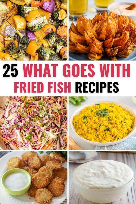 What goes with fried fish? From fried food recipes to rice sides, there are plenty of options for perfect pairings. There are some new and different ideas along with some tried and true recipes. Fish Fry Dinner Sides, Fish Fry Party Ideas Food Appetizers, Fish Fry Menu Ideas, Fried Seafood Platter Ideas, Sides To Go With Fried Fish, Fried Fish Sides Dishes, Side Dishes For Fried Shrimp, Fried Catfish Sides, Side Dishes For Fish Fry