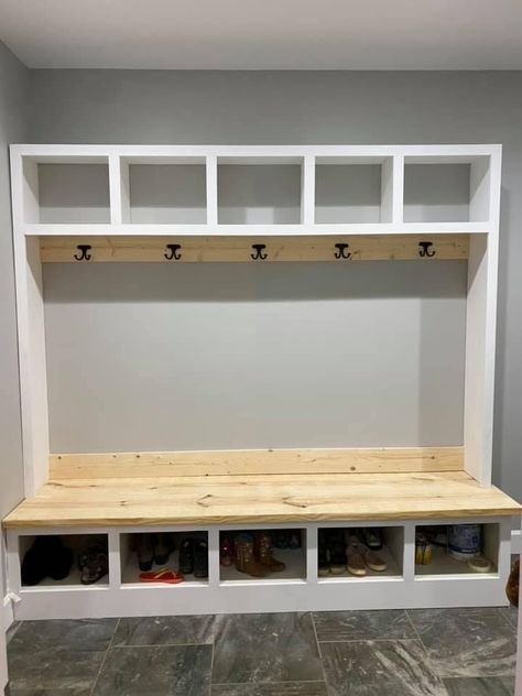 Entryway Ideas With Storage Bench, Coat Cubby Entryway, Garage Bench And Shoe Storage, Shoe Cubby Entryway, Entryway Cubbies With Bench, Garage Coat And Shoe Storage, Mud Room Bench With Storage, Mudroom Addition, Mudroom Cubbies