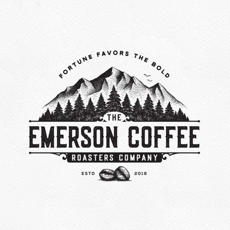 Logo concept for an artisan Coffee Roasting Company. Sophisticated hand-drawing details Coffee Fonts, Logos Vintage, Monogram Logos, Logos Retro, Logo Samples, Logo Face, Farm Logo, Surf Design, Coffee Logo