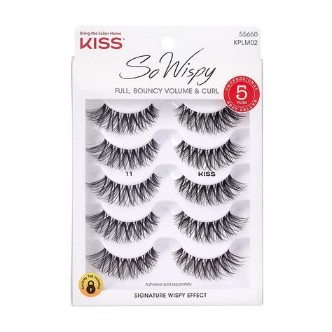 Kiss 11 Lashes, Kiss Eyelashes, Lashes Glue, Curled Ends, Types Of Kisses, Kiss Products, Volume Curls, Kiss Lashes, Makeup For Moms