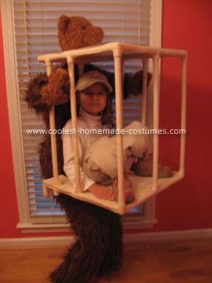 Caged Zoo Keeper Homemade Costume: This Caged Zoo Keeper Homemade Costume took a while to construct.  The cage is made of PVC pipe, but if I do it again, I'll use cardboard tubes such as Diy Zoo Keeper Costume Women, Diy Zoo Animal Costume, Diy Zoo Keeper Costume, Diy Zookeeper Costume, Diy Cages For Small Animals, Zoo Keeper, Pvc Projects, Homemade Costume, Family Fun Night