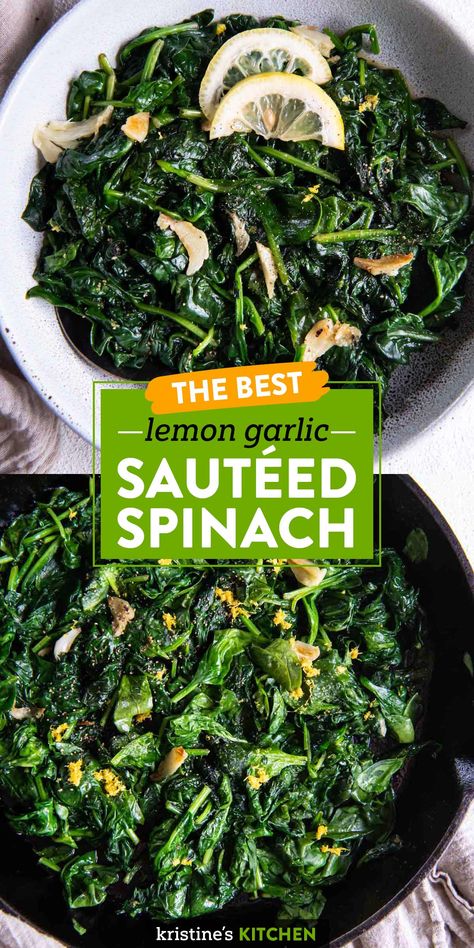 Sauteed Spinach Garlic, Easy Spinach Recipes, How To Make Spinach, Healthy Lunches For Work, Garlic Spinach, Spinach Recipe, Healthy Plant Based Recipes, Sauteed Spinach, Wellness Recipes