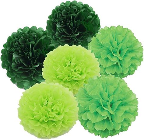 Amazon.com: Art Craft Pom Poms Tissue Paper Flower 15pcs 8 inch 10 inch 12 inch Decorative Hanging Flower Balls DIY Paper Craft for Wedding Birthday Party Home Decorations (Green Set) : Home & Kitchen Craft For Wedding, Diy Paper Flower Wall, Easy Origami Flower, Paper Flower Ball, Dinosaur Party Decorations, Green Tissue Paper, Flower Balls, Paper Party Decorations, Tissue Pom Poms