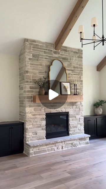 Cultured Stone on Instagram: "Fireplace season is our favorite - especially when paired with classic black built-in cabinets 🖤🔥 
-
Pictured: Wheaton - Country Ledgestone
📷 & Design by @prairie.homes" Wheaton Country Ledgestone Fireplace, Fireplace With Stone Wall, Cultured Stone Fireplace, Cultured Stone, Built In Cabinets, Stone Fireplace, Stone Wall, Classic Black, Built In