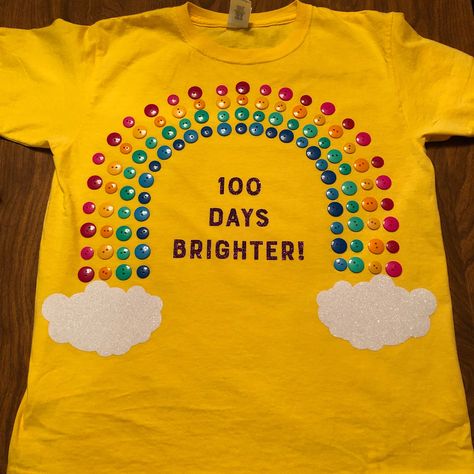 100 Days of school shirt! #100daysshirt #100daysbrighter 100 Days Of School Project Kindergartens, 100 Day Project Ideas, 100 Day Shirt Ideas, 100days Of School Shirt, 100 Días De Clases, 100th Day Of School Crafts, School Spirit Days, 100 Day Of School Project, 100 Days Of School Shirt