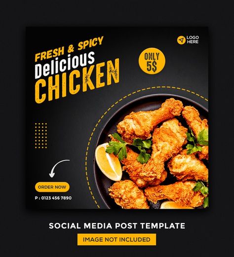 Food Social Media, Spicy Fried Chicken, Food Promotion, Restaurant Social Media, Flyers Design, Social Media Branding Design, Food Banner, Instagram Banner, Food Menu Design