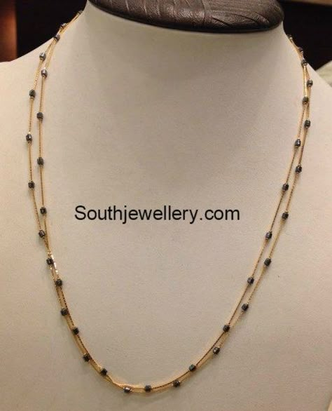 nallapusalu_chains Simple Sweets, 22 Carat Gold Jewellery, Jewellery South Indian, Latest Indian Jewellery, Antique Necklaces Design, Black Beads Mangalsutra Design, Mangalsutra Design, Black Beads Mangalsutra, Gold Jewelry Simple Necklace