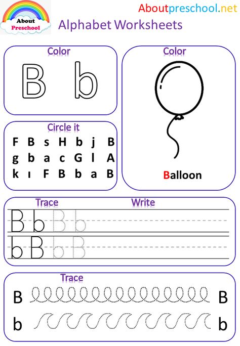 Alphabet Worksheets-B 1 Abc Preschool, Free Printable Alphabet Worksheets, Letter B Worksheets, Letter Recognition Worksheets, Letter Worksheets For Preschool, Printable Alphabet Worksheets, Alphabet Worksheets Kindergarten, Preschool Alphabet, Alphabet Worksheets Preschool