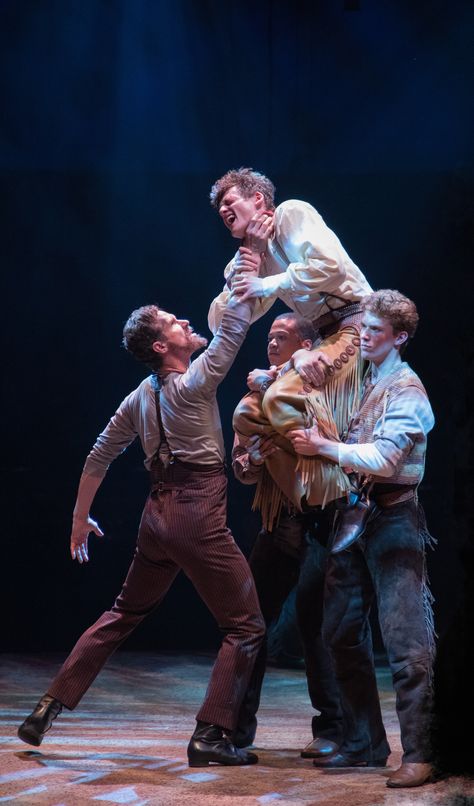 (L to R) Stephen Hanna as Dream Jud, Conrad Sager as Dream Curly, Adam Rogers and Cole Newburg in OKLAHOMA! produced by Broadway At Music Circus at the Wells Fargo Pavilion June 25-30. Photo by Kevin Graft. Oklahoma The Musical, Randy Castillo, Oklahoma Musical, Young Vic, Jeremy Davis, Peter And The Starcatcher, An American In Paris, Sweet Charity, The Last Ship