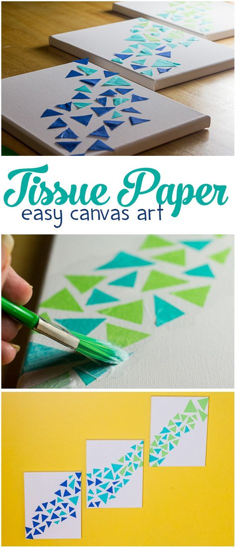 Paper Canvas Art, Art Ideas For Teens, Tissue Paper Craft, Cuadros Diy, Tissue Paper Art, Tissue Paper Crafts, Art Projects For Teens, Art Projects For Adults, Crafts For Teens To Make