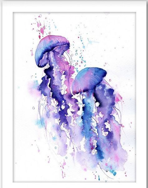 Watercolor Jellyfish, Jellyfish Painting, Advocate Art, Diy Watercolor, Art Sketchbook, Jellyfish, Stretched Canvas Prints, High Quality Art Prints, Find Art