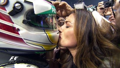 Pucker up: Nicole couldn't even wait for Lewis to take off his helmet before she leaned in for a kiss Lewis Hamilton Wins, Mercedes Lewis, Abu Dhabi Grand Prix, One Championship, Dirty Air, Dianna Agron, Just Pray, Smooth Operator, Nicole Scherzinger