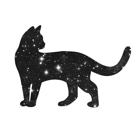 Cat Galaxy, Black Cat Tattoos, Galaxy Tattoo, Cat Illustrations, Galaxy Cat, Galaxy Pattern, Black And White Cat, Galaxy Painting, Cat Silhouette