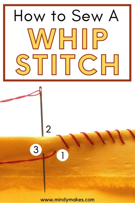 Hand Sewing Hacks, Types Of Stitches Sewing, Hand Sewing Stitches, Stitches Sewing, Sewing Room Inspiration, Tutorial Sewing, Stitch Sewing, Whip Stitch, Sewing Tutorials Clothes