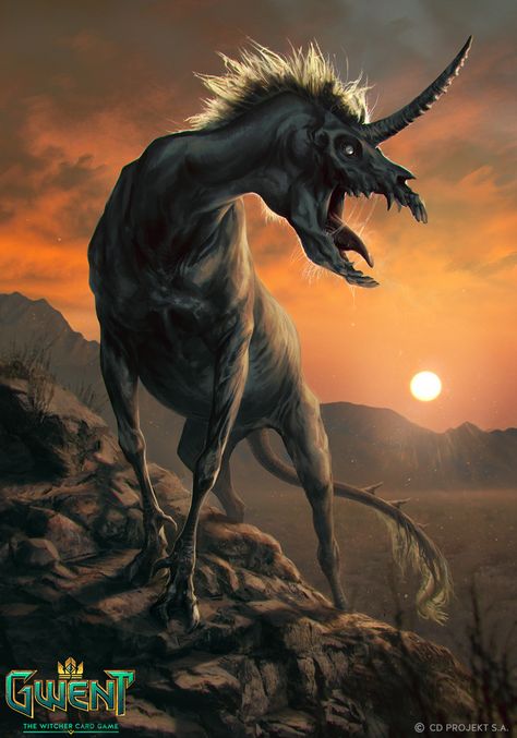 ArtStation - Chironex - Gwent Card, Anna Podedworna Witcher Art, Dark Creatures, Fantasy Horses, Dnd Stuff, Fantasy Beasts, Fantasy Monster, Fantasy Creatures Art, Mythical Creatures Art, Mythological Creatures