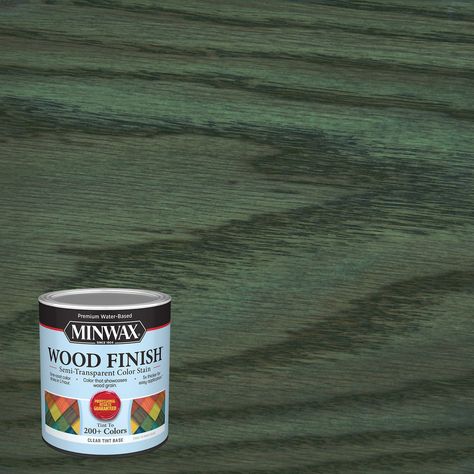 Minwax | Verdigris | Semi-Transparent Sage Green Wood Stain, Dark Green Stained Wood, Green Stained Wood, Cabinet Stains, Green Wood Stain, Minwax Wood Stain, Solid Stain Colors, Stained Kitchen Cabinets, Fence Stain