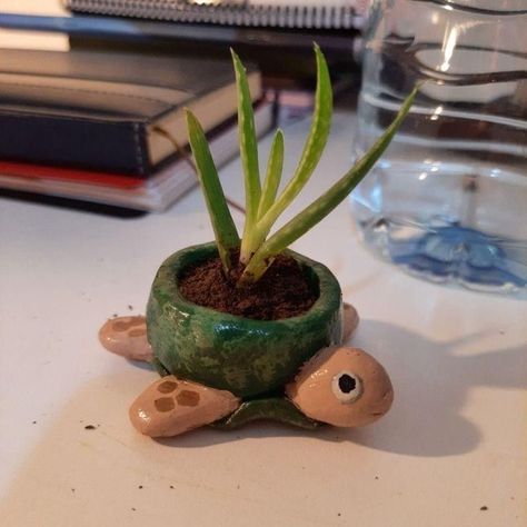 Tiny Clay Animals, Cozy Reading Chair, Clay Turtle, Clay Plant Pots, Clay Planter, Pots For Plants, Beginner Pottery, Chair Ideas, Clay Planters