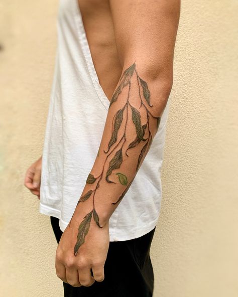 Eucalyptus branch 🌿 make an appointment in dm . #tattoo #botanicaltattoo #botanical #colortattoo #colorfulltattoo #flowertattoo #floraltattoo #botanicalart Eucalyptus Arm Tattoo, Seeded Eucalyptus Tattoo, Eucalyptus Leaves Tattoo, Eucalyptus Tree Tattoo, Eucalyptus Branch Tattoo, Eucalyptus Tattoo, Dm Tattoo, L Tattoo, Eucalyptus Branches