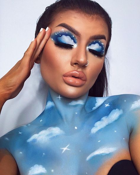 Cloud Makeup, Dreamy Makeup, Cloud Costume, Extreme Makeup, Mehron Makeup, Art Makeup, Stunning Makeup, Sfx Makeup, H U