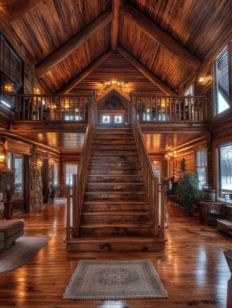 Log Cabin Loft, Log Cabin House Plans, Rustic Mountain Homes, Cabin Style Homes, Timber Frame House, Cabin Aesthetic, Lodge Homes, Cabin House Plans, Cabin Interiors