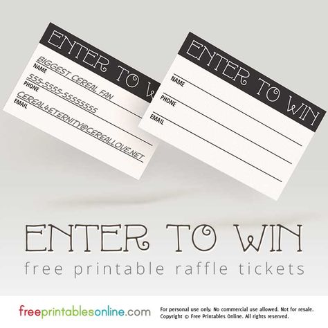 This black and white set of enter to win printable raffle tickets is suitable for all sorts of different raffle occasions. Raffle Ticket Template Printable, Printable Raffle Tickets, Template Tiket, Raffle Ticket Template Free, Ticket Template Printable, Ticket Template Free, Raffle Tickets Printable, Raffle Tickets Template, Vendor Table