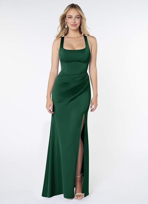 Emerald Azazie Mero Bridesmaid Dresses | Azazie Azazie Pine, Emerald Satin Dress, Emerald Bridesmaid Dress, Emerald Bridesmaid, Peacock Bridesmaid Dresses, Dark Green Bridesmaid Dress, Bridesmaid Dresses Azazie, Maternity Bridesmaid Dresses, Emerald Bridesmaid Dresses