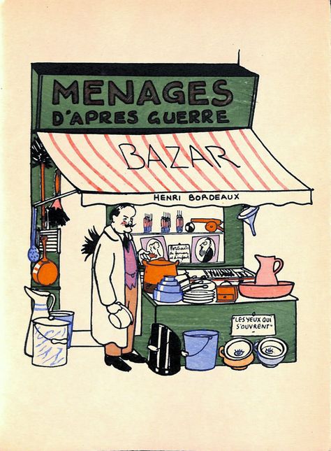 I was walking along the Seine this weekend, slowing my pace for the lonely bouquinistes (the open-air booksellers that have squatted the quays of the river since the 18th century), when a dog-eared paperback caught my eye. Inside, it was filled with the most delightful illustrations of French boutiq Paris Illustration, Homemade Signs, Messy Nessy Chic, Contemporary Books, Anime Sisters, Visual Artwork, Antique Prints, Original Prints, Hand Coloring