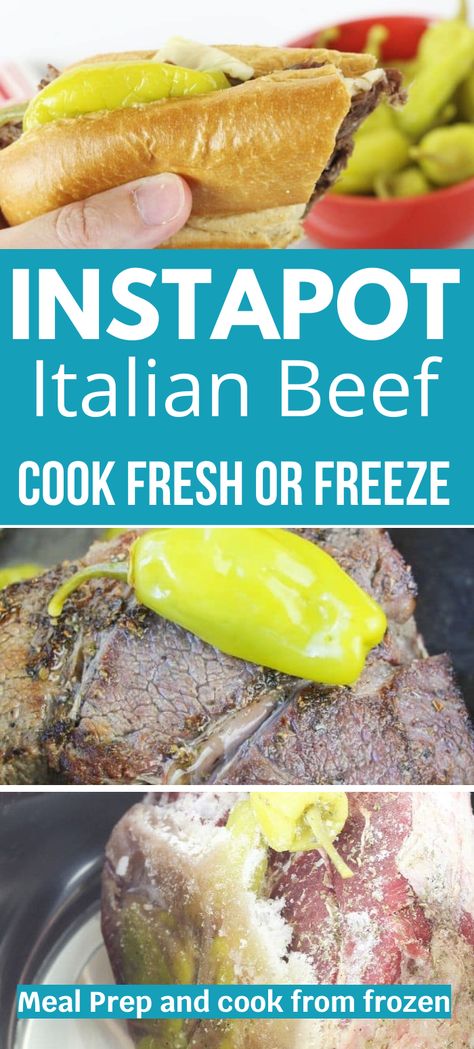 Instant Pot Italian Beef is tasty to eat alone or pile on a hearty hoagie bun and make an Italian beef sandwich. If you have a beef roast and looking for an Instant Pot roast recipe, you need to try this recipe. Skip the bun and use sweetener in replace of sugar for a keto-friendly recipe. #instantpot #instapot #pressurecooker #italianbeef #beefroast #freezerfriendly #mealprep #cooking #instapot #instantpotbeef Italian Beef Recipes Instant Pot, Italian Pot Roast Instant Pot, Pressure Cooker Italian Beef, Instant Pot Sliced Roast Beef, Instant Pot Italian Beef, Instapot Italian Beef Sandwiches, Pressure Cooker Roast, Italian Roast Beef, Italian Beef Recipes