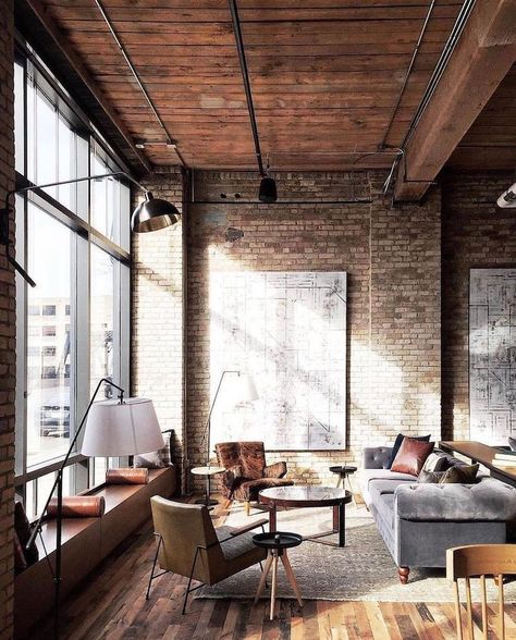 40 Best Industrial Living Room Decor Ideas & Trends Industrial Living Room Design, Urban Industrial Decor, Interior Design Examples, Industrial Interior Style, Minimal Interior Design, Vintage Industrial Decor, Industrial Living, Industrial Livingroom, Loft Interiors