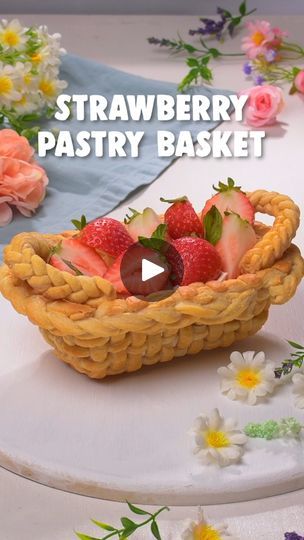 2.1M views · 19K reactions | Weave your way to a cottagecore Strawberry Basket! 🍓 | So Yummy | So Yummy · Original audio Baking Recipes Cottagecore, Cottagecore Savory Food, Cottagecore Recipes Dessert, Cottagecore Pastries, Pie Cottagecore, Strawberry Pastry, Cottagecore Strawberry, Pastry Basket, Strawberry Basket