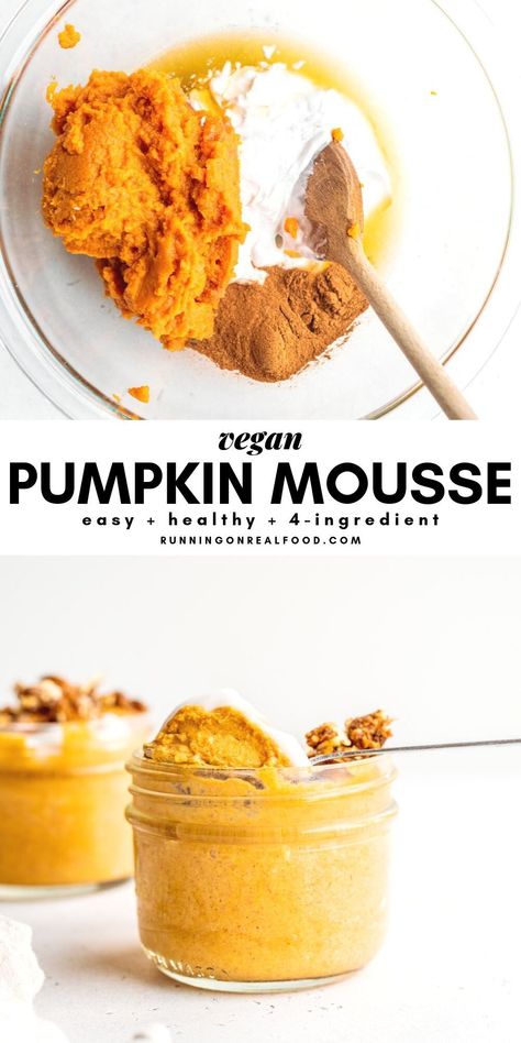 Vegan Pumpkin Mousse, Pumpkin Pie Mousse, Vegan Comfort Food Recipes, Canned Pumpkin Recipes, Pumpkin Puree Recipes, Vegan Pumpkin Recipes, Pumpkin Recipes Healthy, Pumpkin Mousse, High Protein Desserts